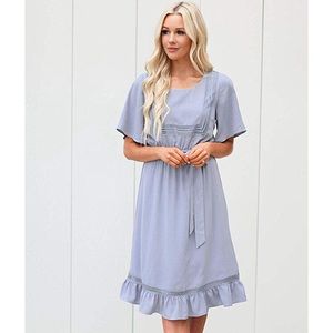 Mikarose Dusty Blue Skyler Knee Length Dress